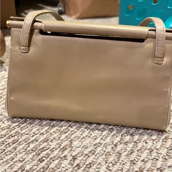 Vintage Judith Leiber for Bonwit Teller Double-Gusset Frame Bag — Taupe Leather - Picture 9 of 16